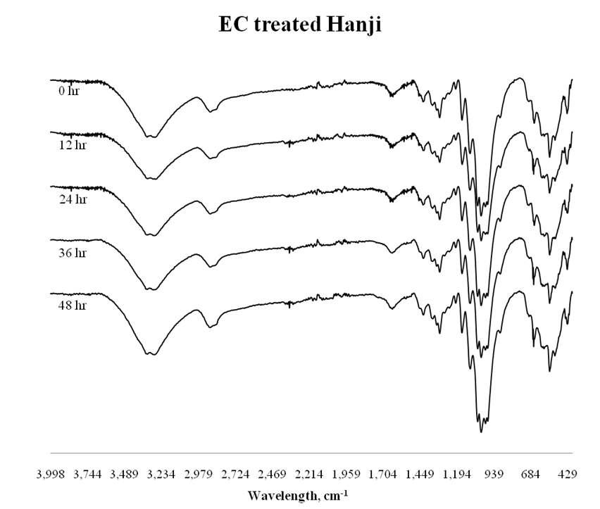 R spectra of EC treated aged Hanji.