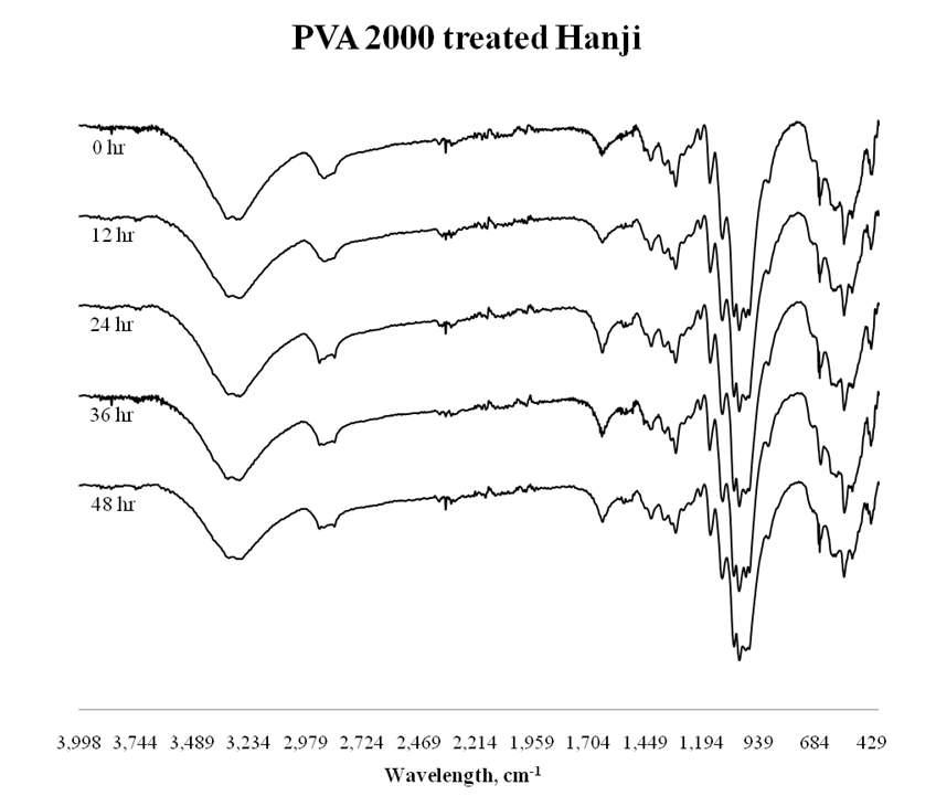 IR spectra of PVA 2000 treated aged Hanji.