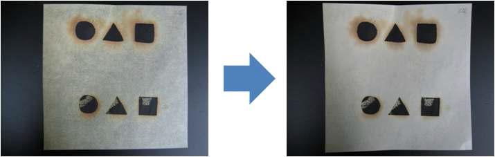 Preservation test of ink on aged beeswax Hanji after ethanol extraction with sonication.