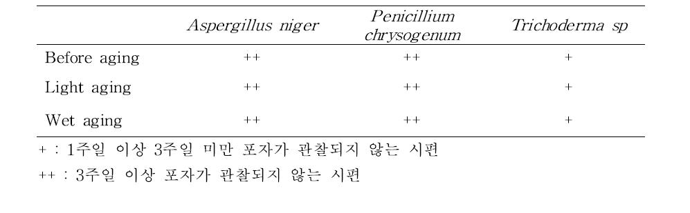 Antifungal activity of prototype Hanji after aging