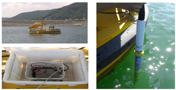 The water quality monitoring sensor installed in Lake Soyang and the CDMA modem