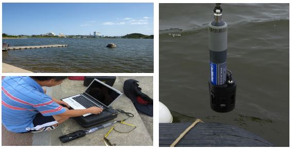 The sampling site and installed sensor in Lake Yeongrang
