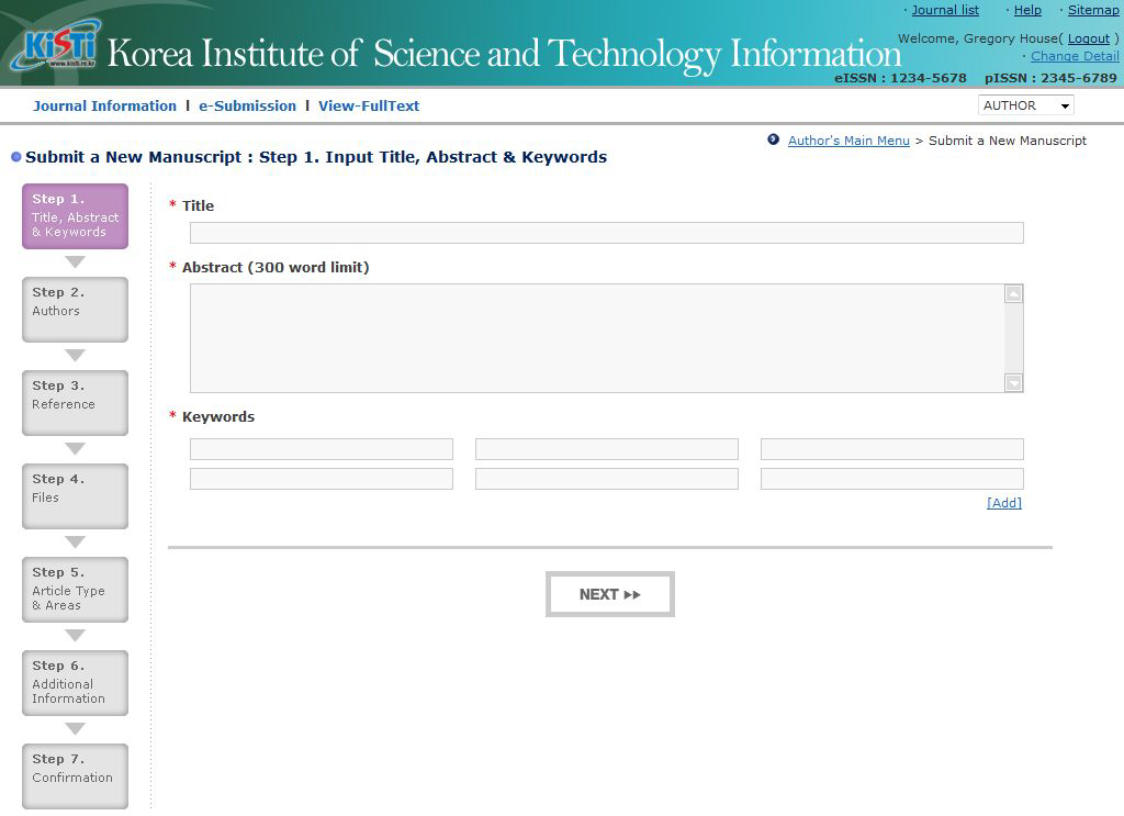 Submission(Title, Abstract & Keywords) of English Ver.