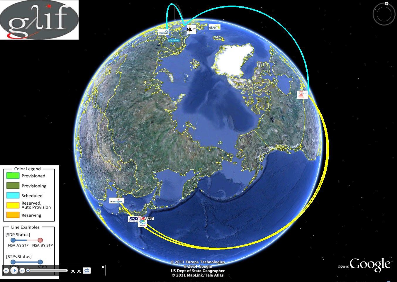 Google Earth 상의 Automated-GOLE Demo 그래프