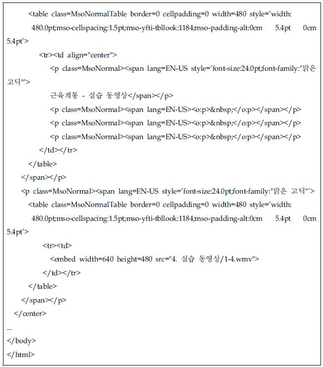 1. 근육계통 - 4. 실습 동영상.htm