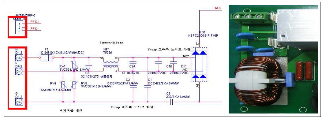 Line Filter 회로 및 Board 사진