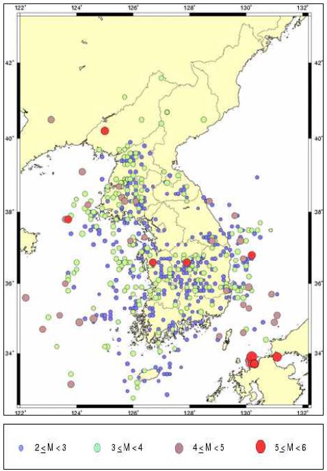 그림 3.14 1978～2003년 진앙분포도