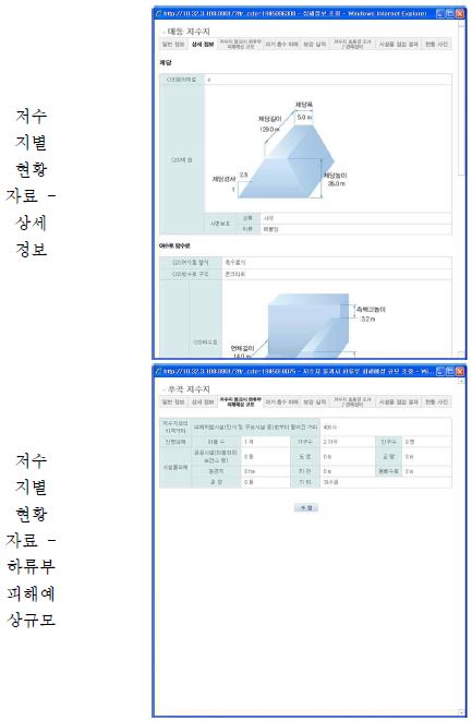 그림 7.23 저수지 재해관리 시스템 기능별 화면(계속)