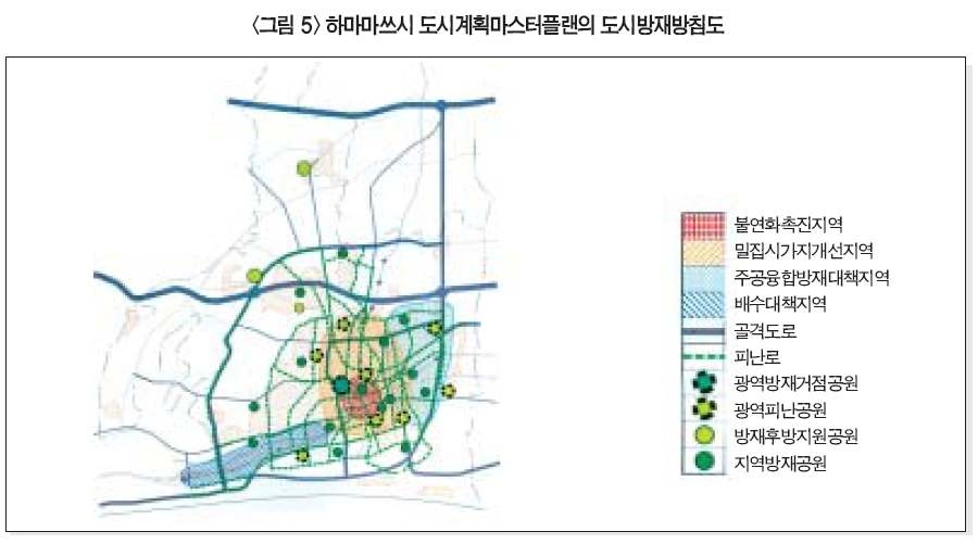 그림 4.27 일본 하마마쓰시 도시계획 마스터플랜의 도시방재방침도