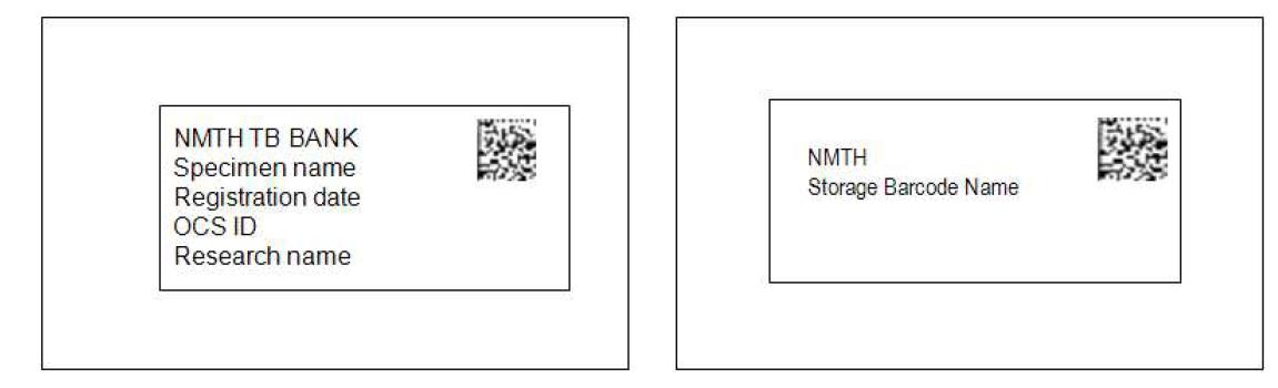 The description of Bar-code Labels which were specifically designed for the Tuberculosis Specimen Biobank database