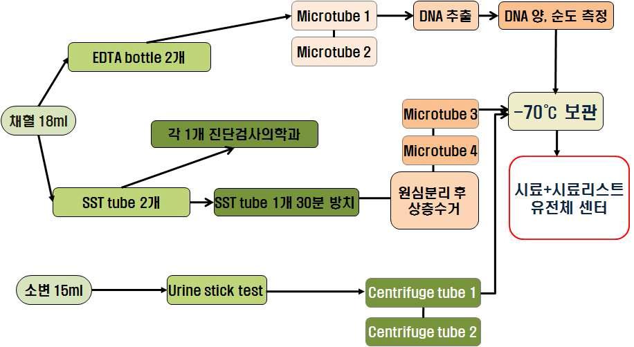 생채시료 채취와 보관 방법에 관한 flow