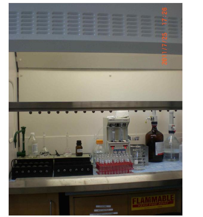 Fume hood in USA CDC Lipid Reference Laboratory