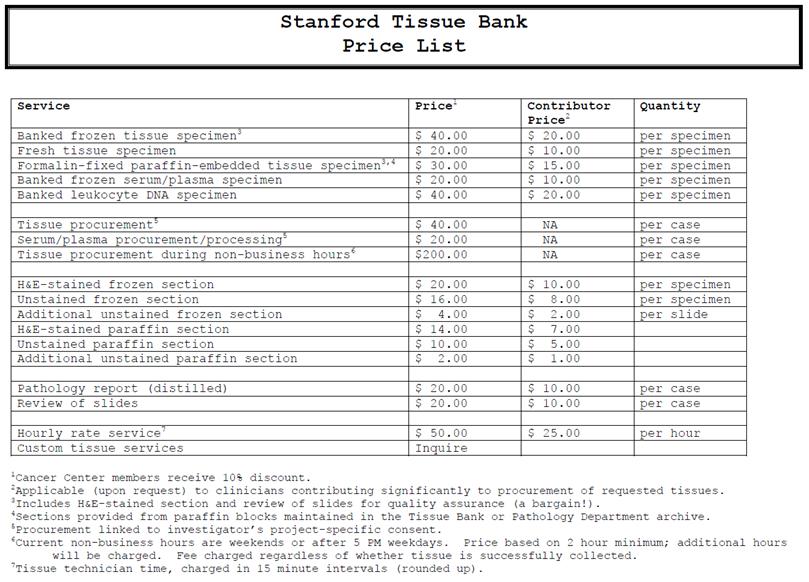 Stanford University Tissue Bank