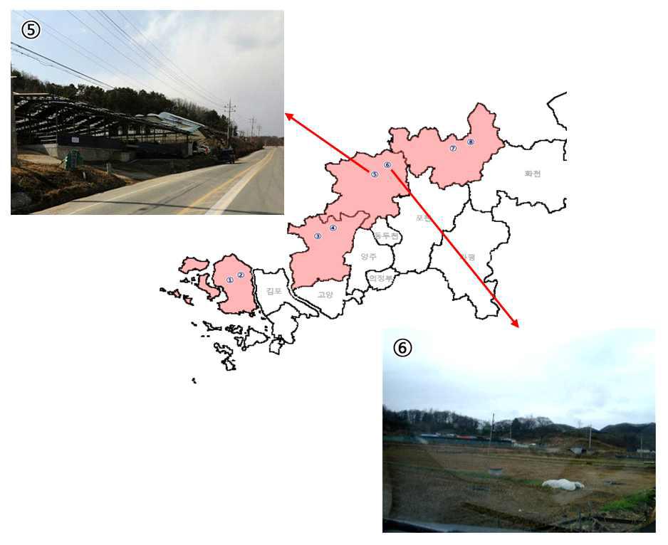 경기도 연천지역의 선정된 채집장소