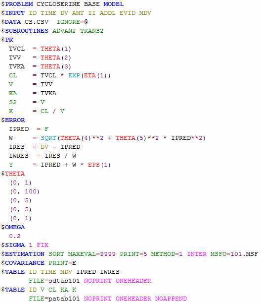 NONMEM code