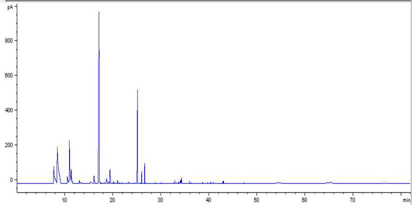 GC chromatogram for volatile compounds of Sea buckthorn fruit with SPME