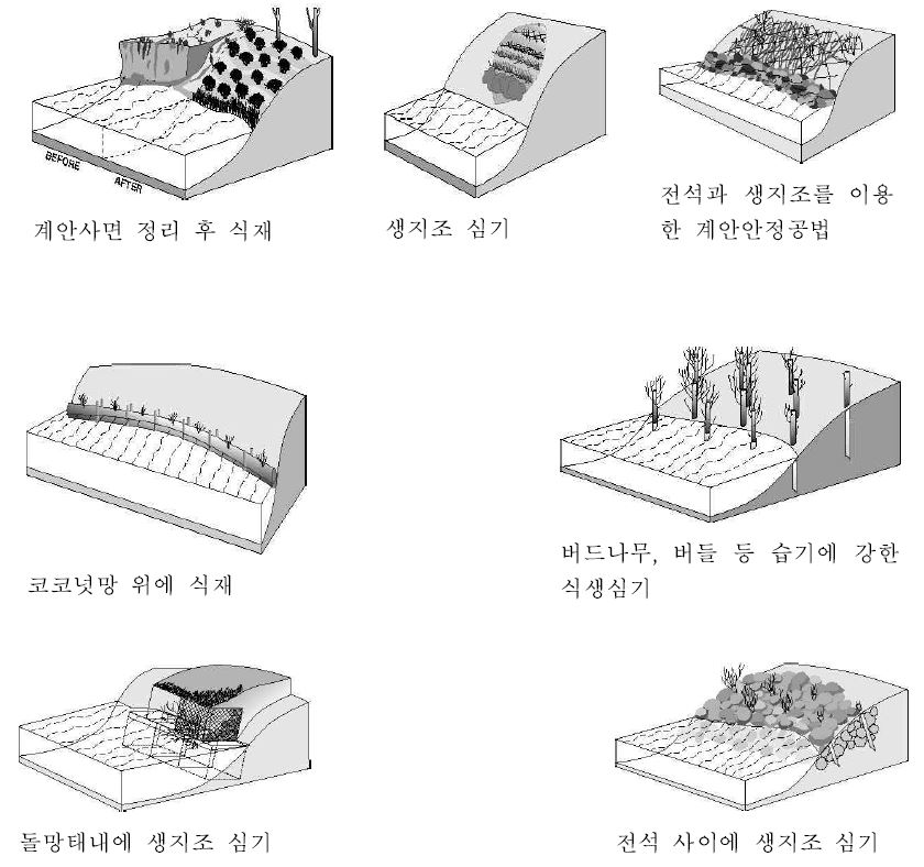 그림 2-21. 미국에서 적용하는 계류 및 야계 복원공법