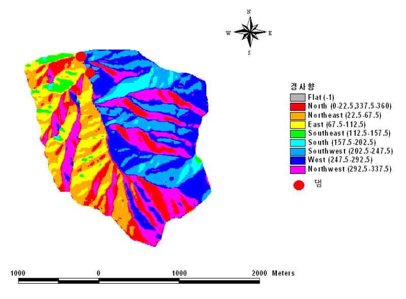 그림 3-31. 홍계리의 경사향 분포