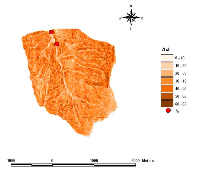 그림 3-30. 홍계리의 경사분포