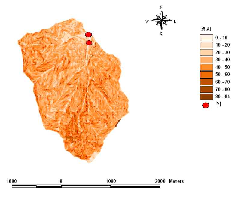 림 3-35. 내리의 경사분포