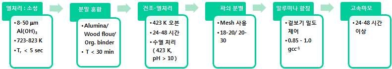 알루미나 사출 성형을 위한 공정도