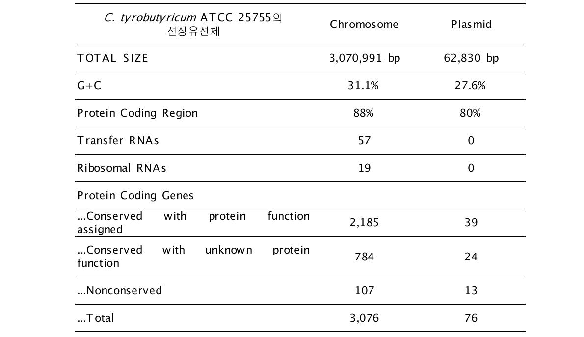 C. tyrobutyricum의 전장유전체 특성