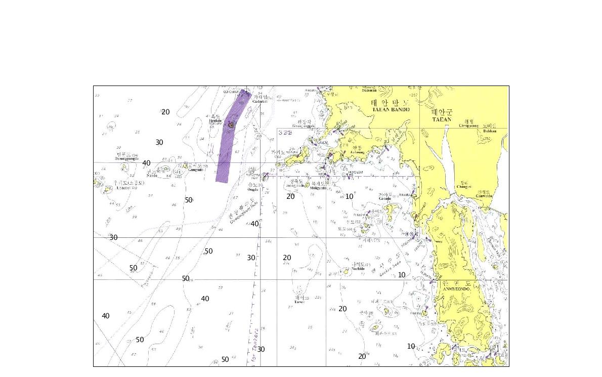 주요 인근해역 수심현황 - 태안반도 남부, 안면도 인근
