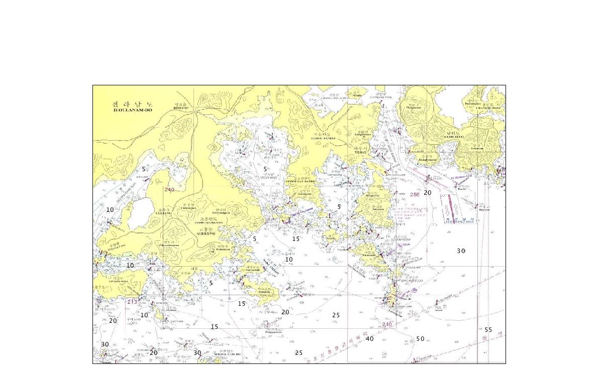 주요 인근해역 수심현황 - 여수반도 인근