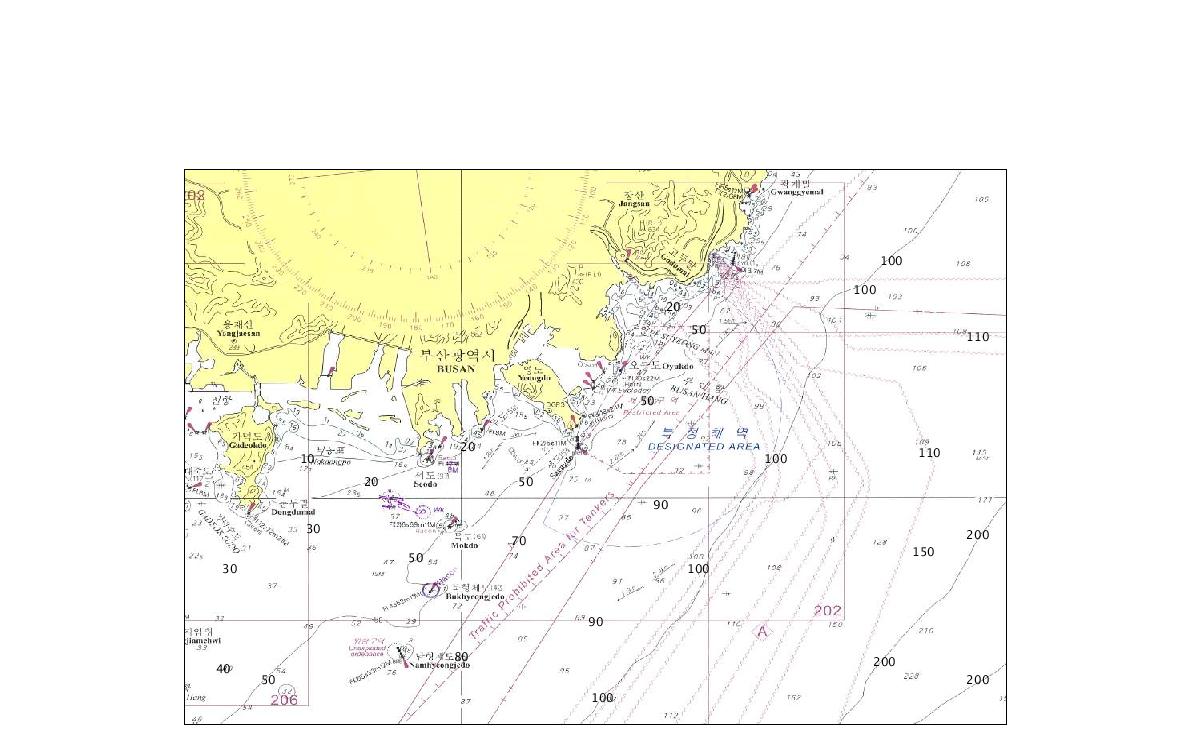 주요 인근해역 수심현황 - 부산항 인근