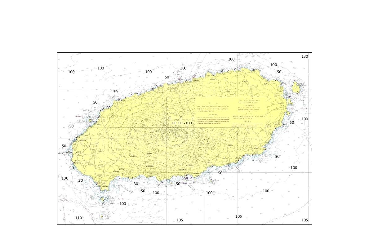주요 인근해역 수심현황 - 제주도 인근