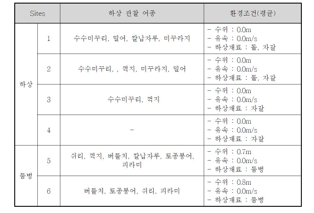 2차 어류 모니터링 결과(갈수기)