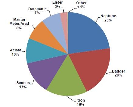 그림 2.9 AMR/AMI vendor market share at North America (2009) 23) (Loeff and Fox 2010)