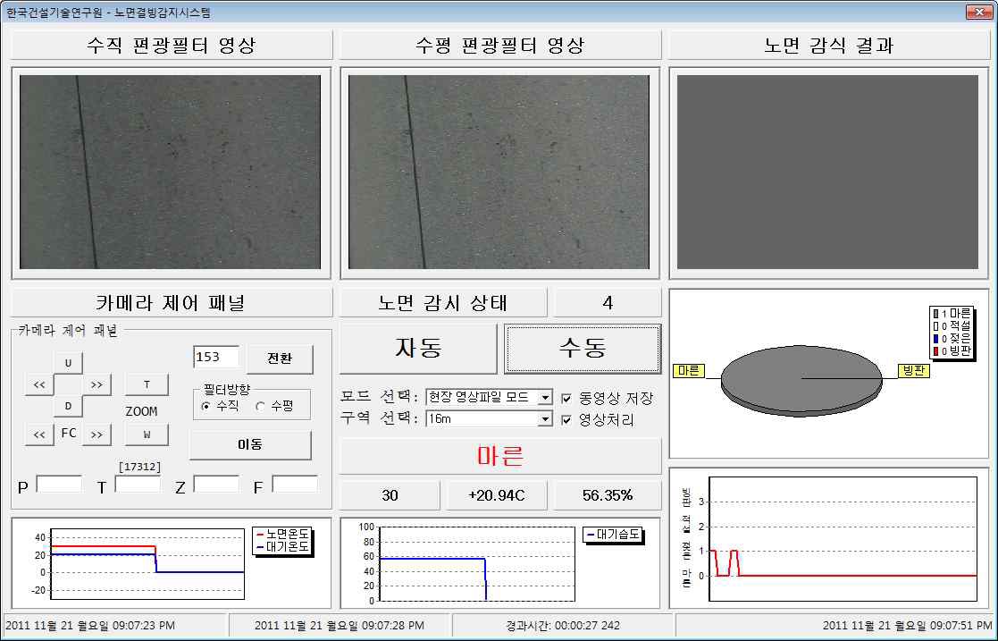 마른 노면 검출 화면(현장테스트)