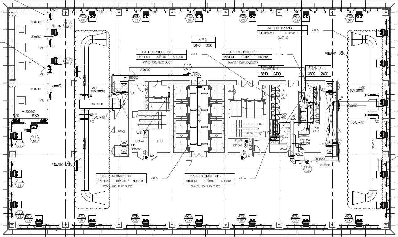 그림 2.5.2 기준층 급배기 설비 평면도