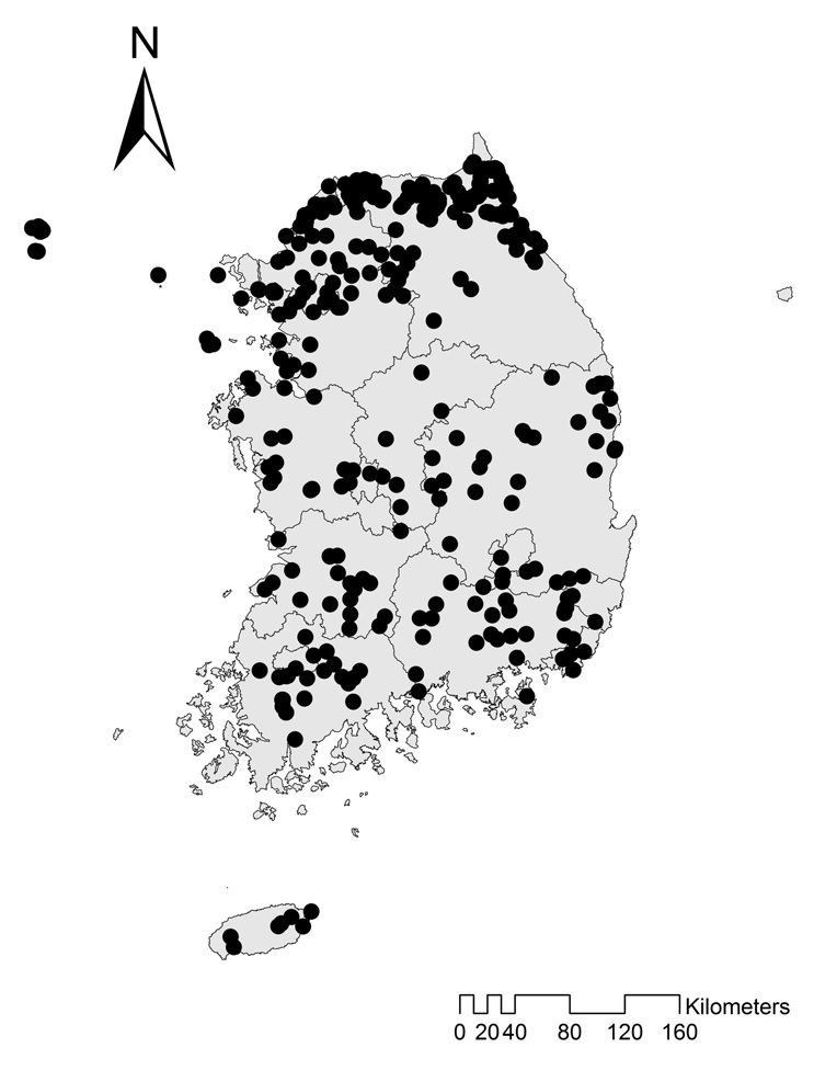 돼지풀 전국분포도