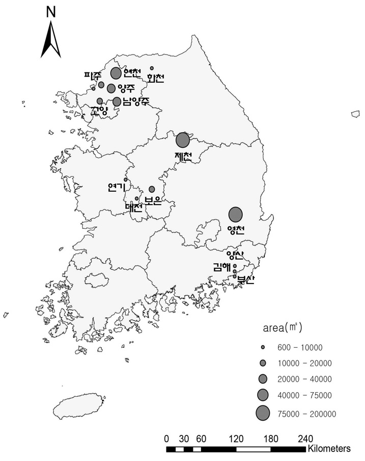 2010년 단풍잎돼지풀 조사지점