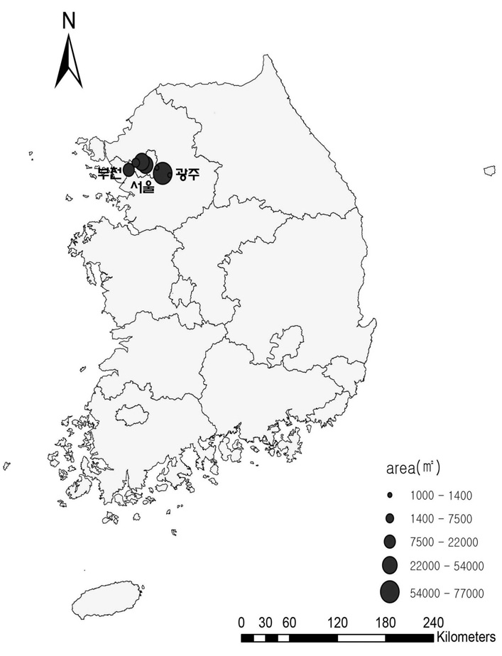 2010년 서양등골나물 조사지점