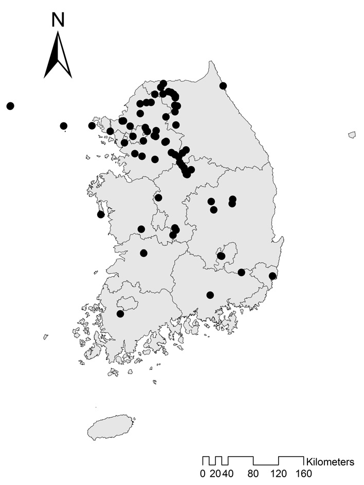 가시박 전국분포도