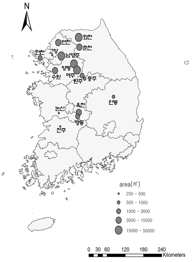 2010년 가시박 조사지점