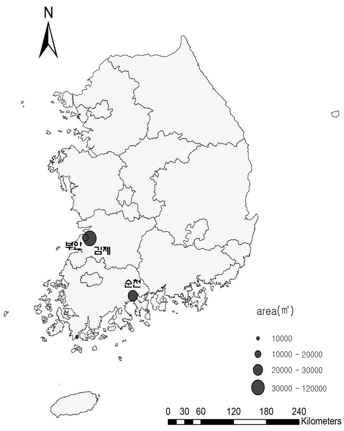 2010년 양미역취 조사지점