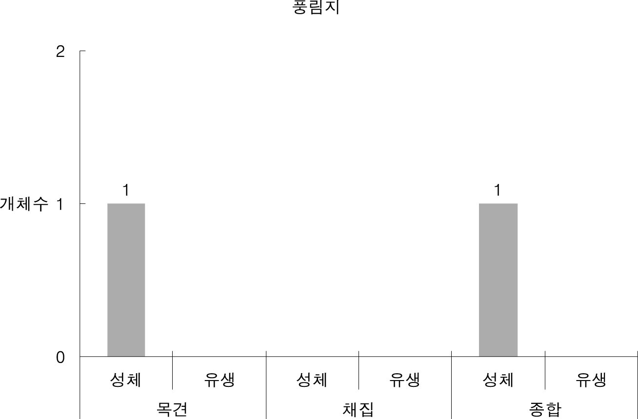 풍림저수지에서 조사된 황소개구리 개체수