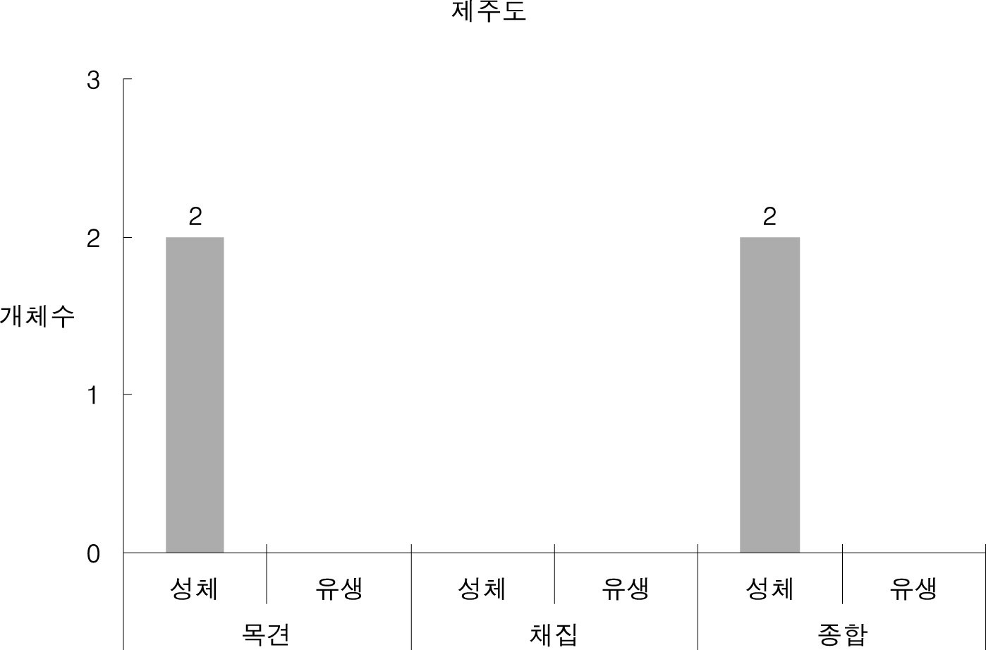 제주도에서 조사된 황소개구리 개체수