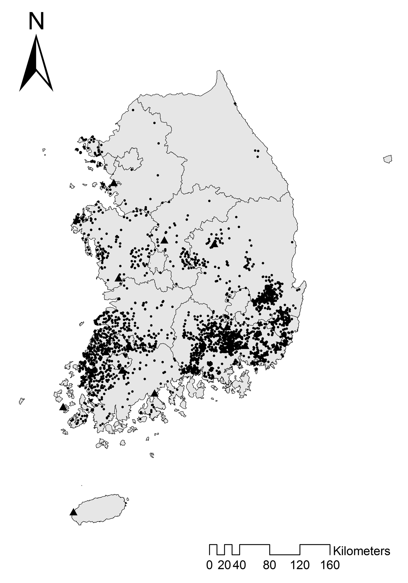 황소개구리 출현지점