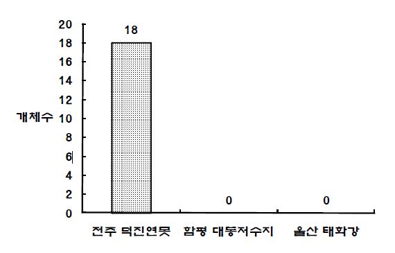 모니터링 연속 조사지역의 붉은귀거북 개체수