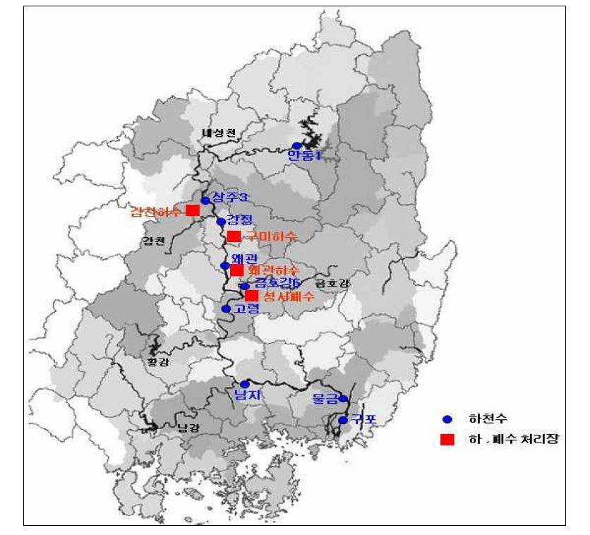 Description of surface water and WWTP sampling sites in the Nakdong River basin