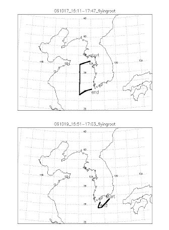 Fig. Ⅰ-98. 2006년 10월17일과 19일의 항공기 관측 경로