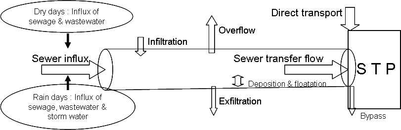 Fig. 1 Mass transfer path in combined sewer system