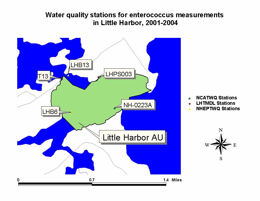 Little Harbor의 enterococcus 측정지점