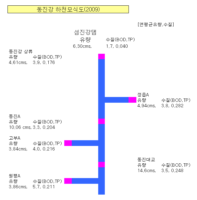 그림 5-41. 동진강 하천모식도(2009년)