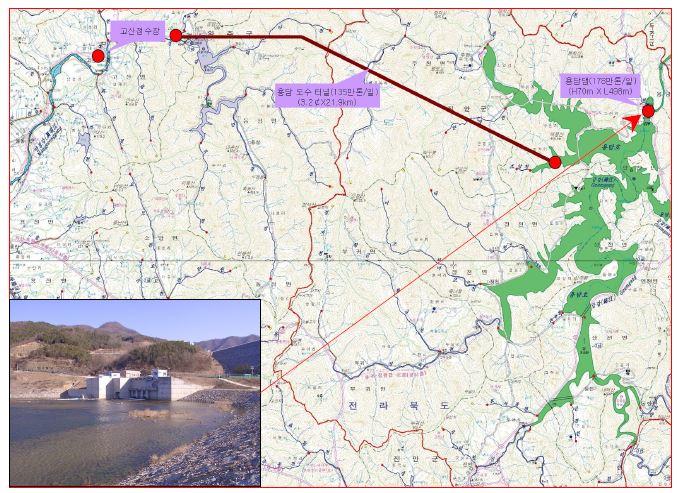 그림 5-62. 용담댐 유역변경 현황